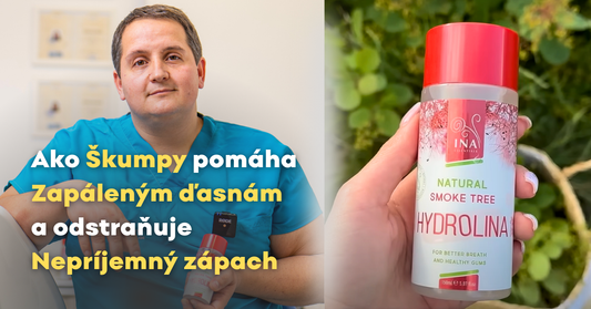 Ako sa zbaviť krvácajúcich ďasien a zlého dychu pomocou Ústna voda zo Škumpy vlasatej - Hydrolina?