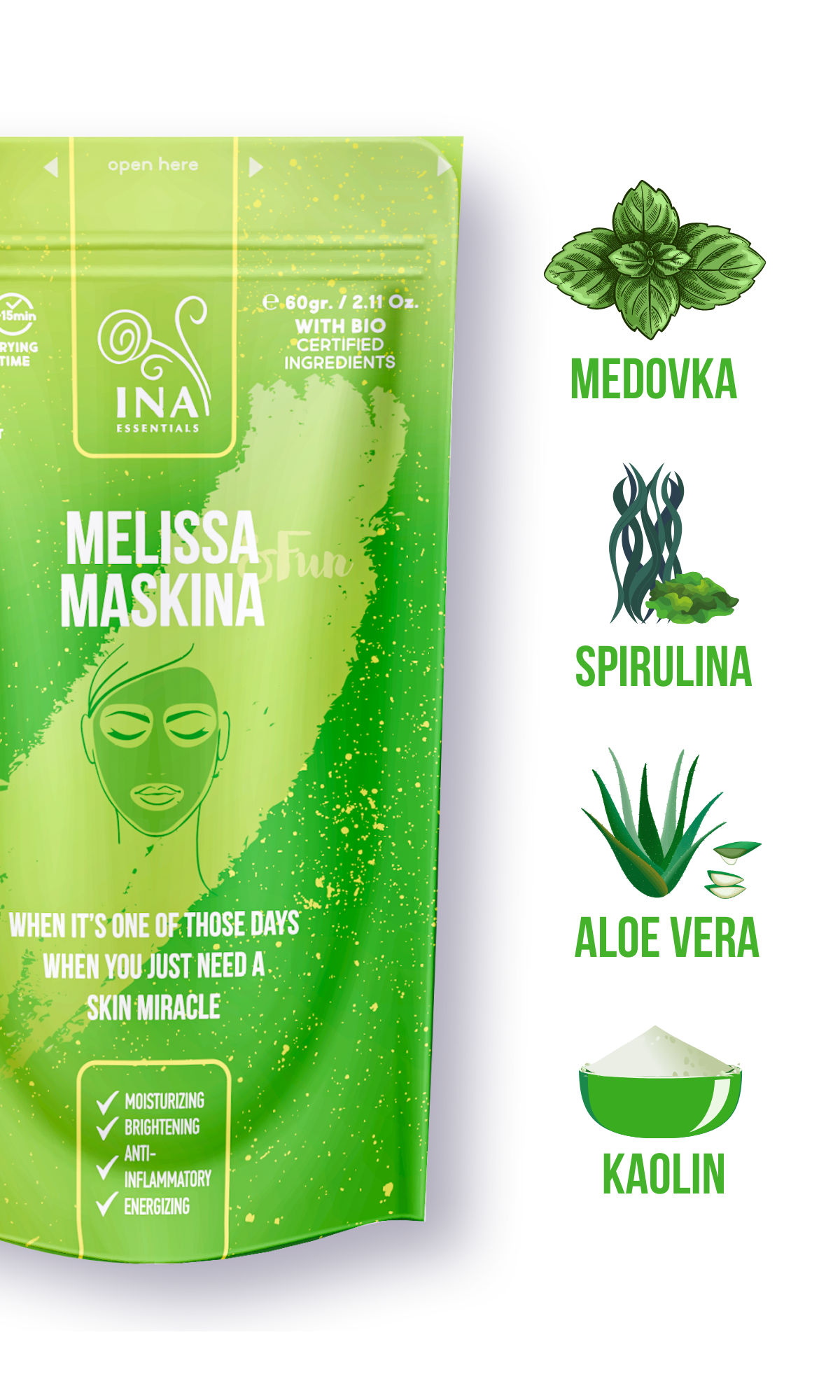 Maska na tvár - Medovková Maskina - intenzívna starostlivosť o Suchú a Unavenú pleť (vzorka)