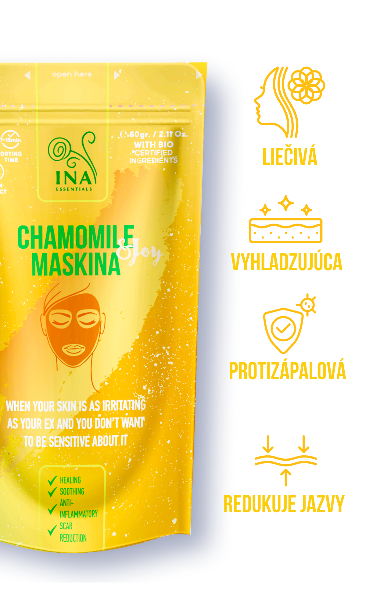 Maska na tvár - Harmančeková Maskina - intenzívna upokojujúca starostlivosť pre Citlivú pleť