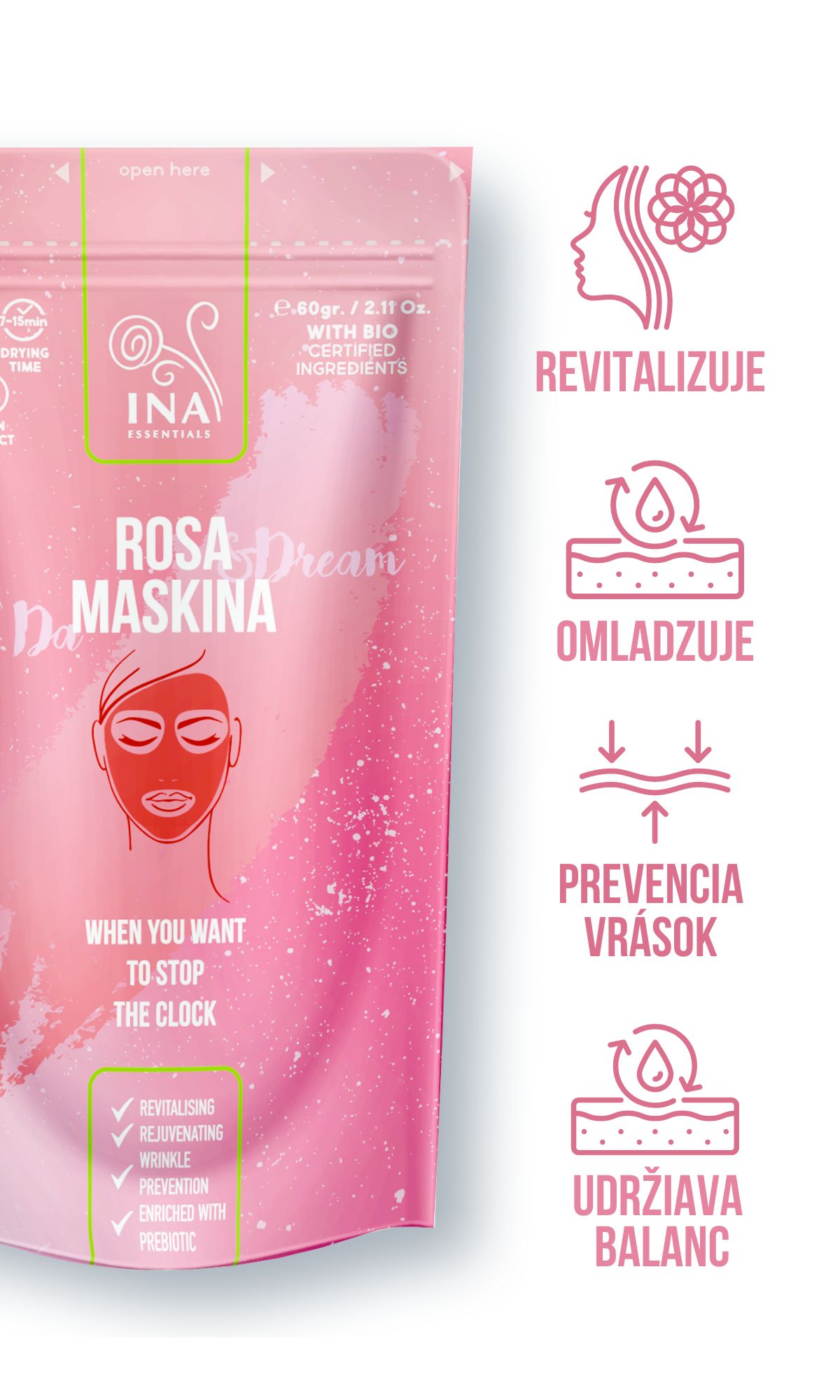 Maska na tvár - Ružová Maskina - intenzívna starostlivosť pre Zrelú a Suchú pleť (vzorka)