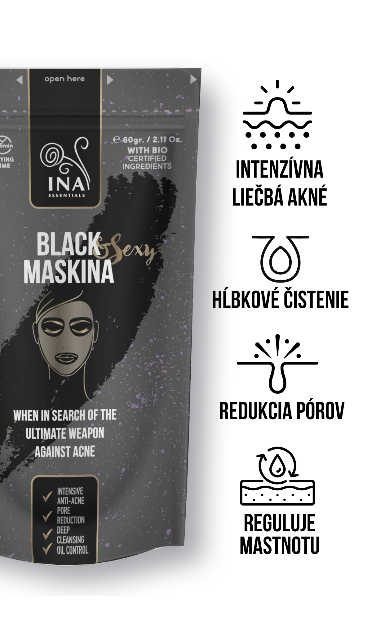 *TAJNÁ PONUKA* Maska na tvár - Čierna Maskina - intenzívna starostlivosť o Akné a Čierne bodky (vzorka)