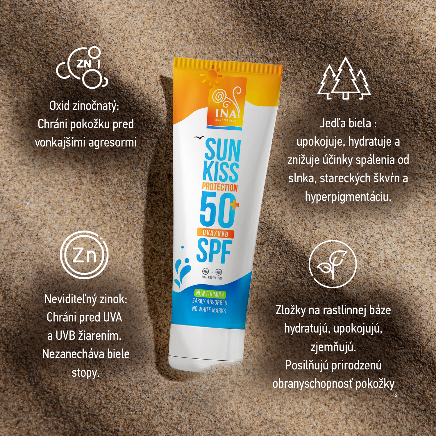 Prírodný Opaľovací Krém na Tvár a Telo SPF 50+ s Organickou Jedľou Bielou