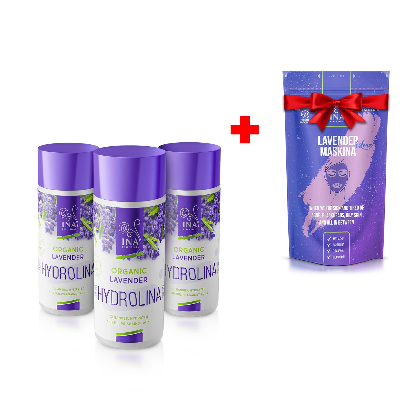 3 Organické Levanduľové vody- Hydrolina + Zdarma Maska na tvár - Levanduľová Maskina