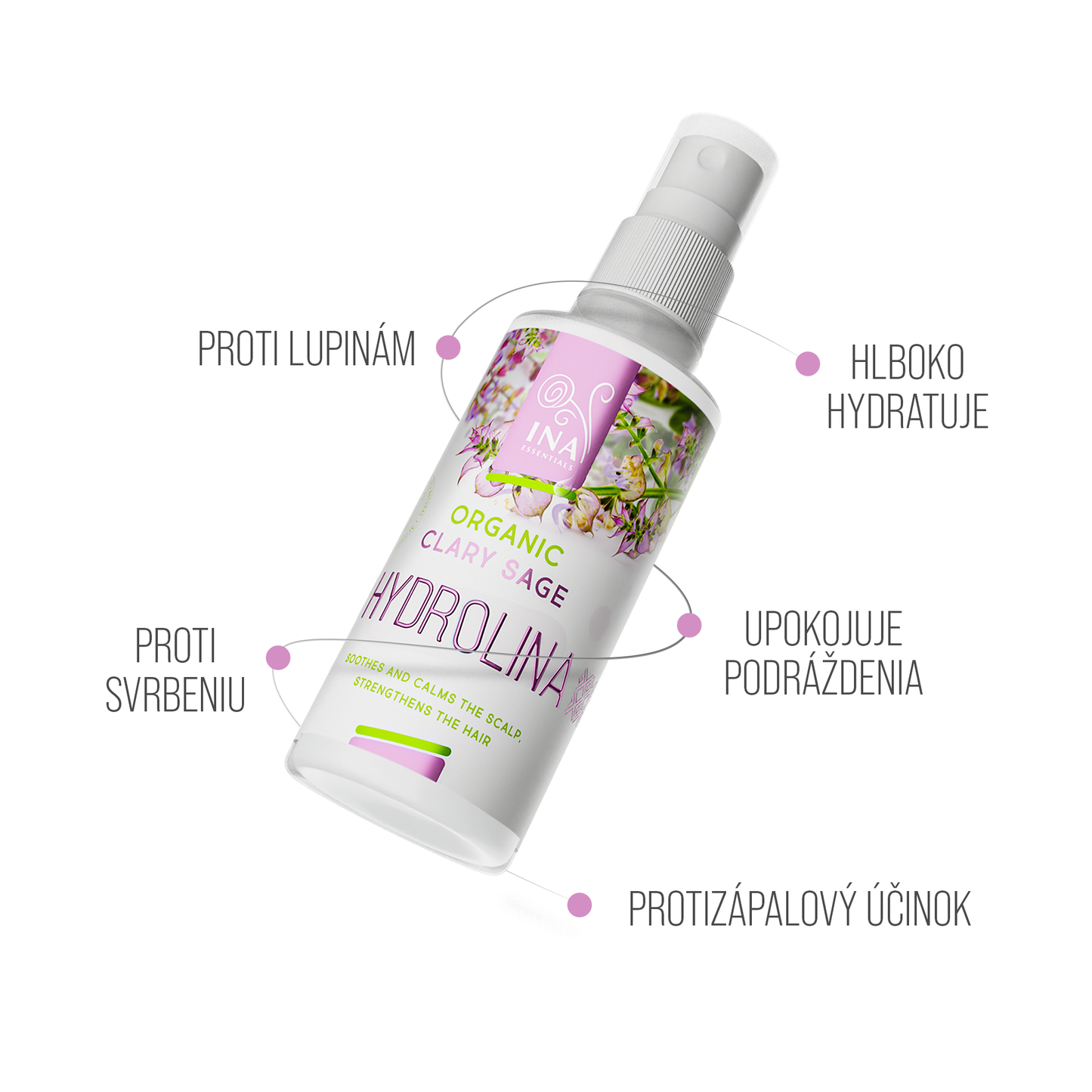 Organická voda zo Šalvie - Hydrolina na Lupiny a Svrbenie pokožky hlavy